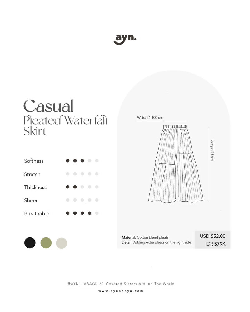 AYN CASUAL PLEATED WATERFALL SKIRT