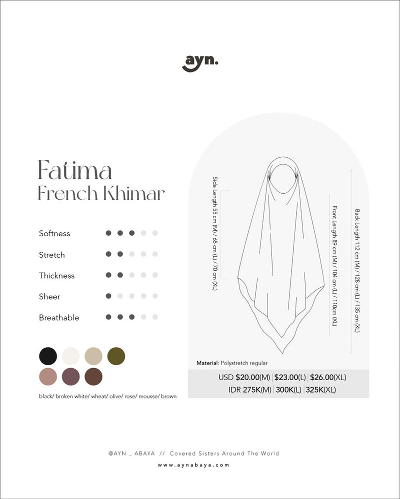 FATIMA FRENCH KHIMAR (MADE ON ORDER)